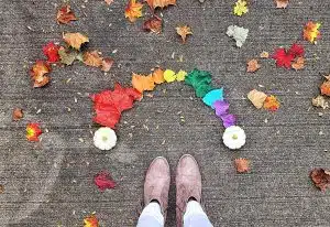 rainbow of colour with feet