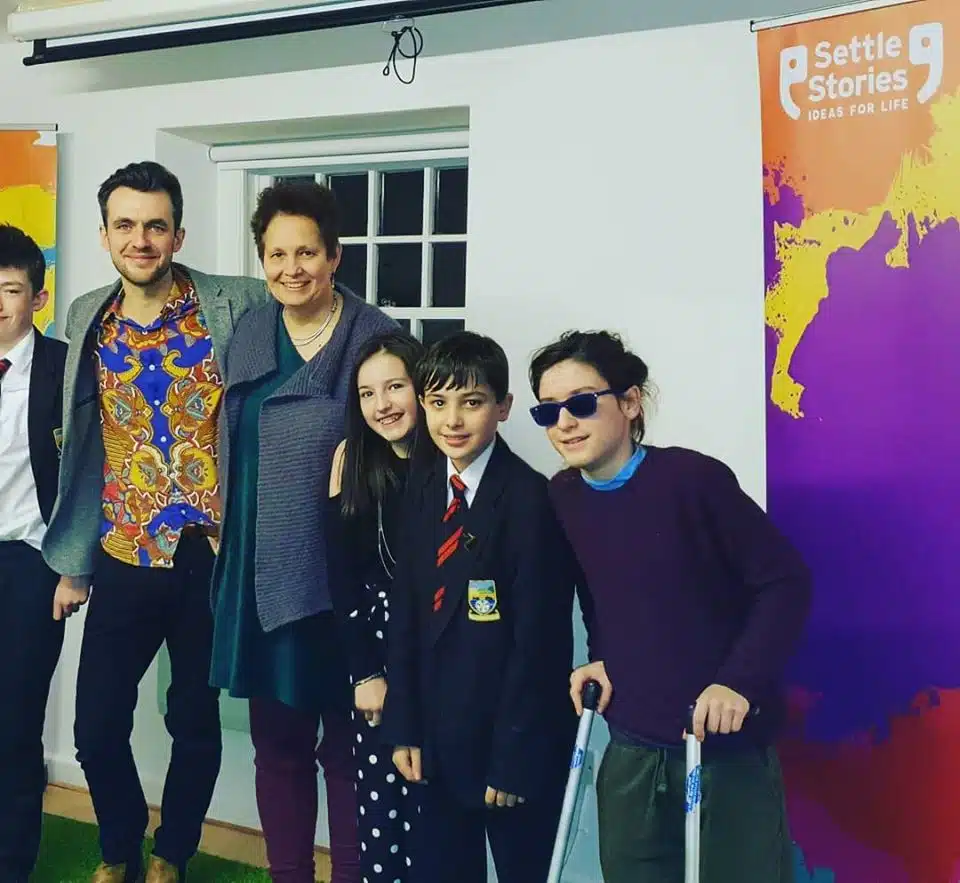 Young people on interview panel with Sita and Charles from Settle Stories